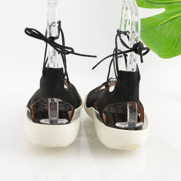 L'Amour Des Pieds Womens Nesimah Sandals Size 7 Black Leathte Ankle Tie Up Shoes - Picture 4 of 14